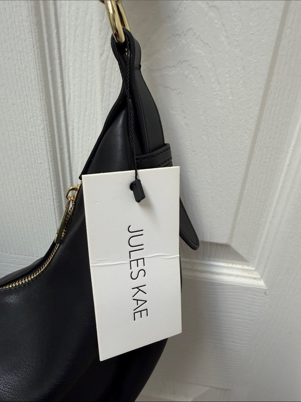 Jules Kae Black Vegan Leather Shoulder Bag with Braided Strap - Picture 2 of 2